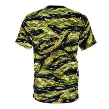 Load image into Gallery viewer, Unisex Cut & Sew Tee (AOP) - Vietnam Tiger Stripe Hydrographic pattern