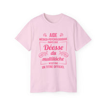 Load image into Gallery viewer, Unisex Ultra Cotton Tee - Déesse multitâche en typographie rose - Pink texts