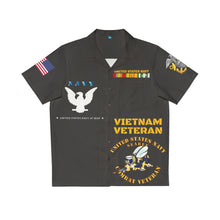 Load image into Gallery viewer, Men's Shirt (AOP) - Navy at War - Combat Veteran - Vietnam War - Navy Seabee with Vietnam Service Ribbons