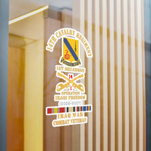 Load image into Gallery viewer, Kiss-Cut Vinyl Decals - Army - 14th Cavalry Regiment w Cav Br - 1st Squadron - OIF - 2006–2007 - Red Txt Cbt Vet w IRAQ SVC X 300