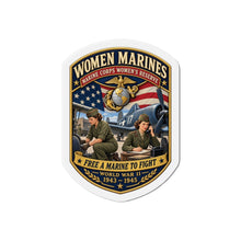 Load image into Gallery viewer, Die-Cut Magnet - Women Marines - Marine Corps Womens Reserve - WWII - 3D - Enhanced