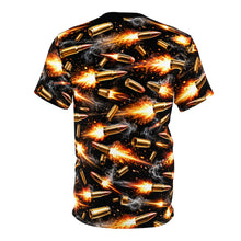 Load image into Gallery viewer, Bullet Fire All-Over Print Tee — Explosive Ammunition Graphic Shirt