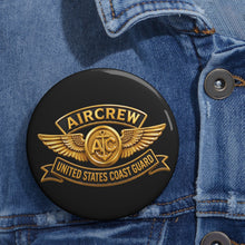 Load image into Gallery viewer, Custom Pin Buttons - USCG - Aircrew Badge w txt - 3D - Enhanced