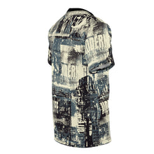 Load image into Gallery viewer, Unisex Cut & Sew Tee (AOP) - Urban Life - Modern City - Seamless pattern with newspaper and urban style