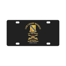 Load image into Gallery viewer, Army - 14th Cavalry Regiment w Cav Br - 1st Squadron - Operation Iraqi Freedom - 2009-2010 - Red Txt Classic License Plate