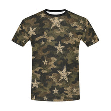 Load image into Gallery viewer, Distressed Camo Stars Pattern Men's All Over Print Crew Neck T-Shirt
