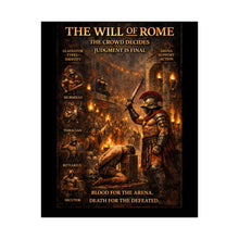 Load image into Gallery viewer, Gladiator Battle Matte Poster — "The Will of Rome" Vertical Art Print