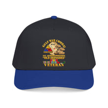 Load image into Gallery viewer, Mid Profile Baseball Cap - Army - Gulf War Combat - 1st Armored Divi - Old Ironsides - Veteran - Map w GULF SVC - 3D - Enhanced
