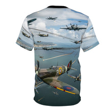 Load image into Gallery viewer, AOP Unisex Tee - British and German aircraft during the Battle of Britain
