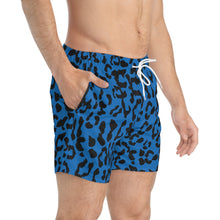 Load image into Gallery viewer, Swim Trunks - Leopard Camouflage - Blue-Black
