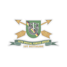 Load image into Gallery viewer, Kiss-Cut Stickers - Army - 1st Battalion, 10th Special Forces Group - Flash w Br - Ribbon X 300
