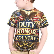 Load image into Gallery viewer, Little Kids' All Over Print Crew Neck T-Shirt - Proud to Serve - Patriot Shirt - Duty Honor Country