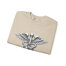 Load image into Gallery viewer, Crewneck Sweatshirt - Army Medical Service Corps (MS) Branch Insignia - 3D - Silver - Enhanced