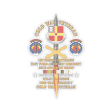 Load image into Gallery viewer, Kiss-Cut Stickers - Cold War Vet - 1st Missile Bn, 81st Artillery 56th Artillery Group - Neu-Ulm Germany - Firing Missile w ARTY Br w COLD SVC X 300