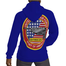 Load image into Gallery viewer, All-Over Print Men's Thicken Pullover Hoodie - Dark Blue - Front/Back - B2 Spirit of America Whitman