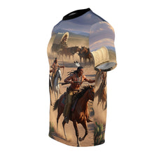Load image into Gallery viewer, Unisex Tee - Indians Attacking a Wagon Train AOP Shirt