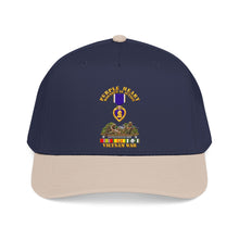 Load image into Gallery viewer, Mid Profile Baseball Cap - Vietnam War Purple Heart Medal w VN SVC - with Vietnam Scene - 3D - Transparent