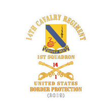 Load image into Gallery viewer, Kiss-Cut Vinyl Decals - Army - 14th Cavalry Regiment w Cav Br - 1st Squadron - USA Border Protection - 2019 - Red Txt X 300