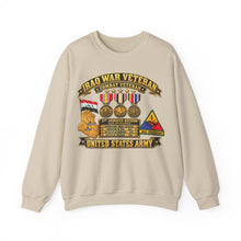 Load image into Gallery viewer, Crewneck Sweatshirt - Army - Iraq War Veteran - Ribbon Bar - Map - SSI - 1st Armored Division - 3D - Enhanced