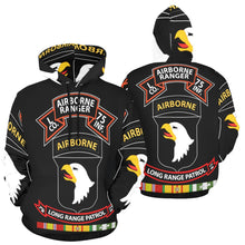 Load image into Gallery viewer, Men's All Over Print Hoodie (USA Size) (Model H13) - SSI - Vietnam - L Co 75th Ranger - 101st Abn - LRSD w VN SVC