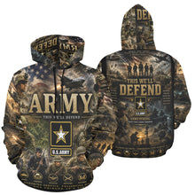 Load image into Gallery viewer, AOP Hoodie - US Army - This We'll Defend Tribute Tee — US Army Careers Men's All Over Print Hoodie (USA Size) (Model H13)