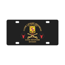 Load image into Gallery viewer, 113th Cavalry Regiment - Cav Br - DUI - 1st Squadron w Red Regt Txt - 34th ID - SSI X 300 Classic License Plate

