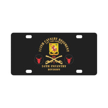 Load image into Gallery viewer, 113th Cavalry Regiment - Cav Br - DUI - 1st Squadron w Red Regt Txt - 34th ID - SSI X 300 Classic License Plate