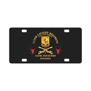 113th Cavalry Regiment - Cav Br - DUI - 1st Squadron w Red Regt Txt - 34th ID - SSI X 300 Classic License Plate