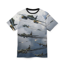 Load image into Gallery viewer, AOP Unisex Tee - German jet fighters - Messerschmitt Me 262 - Attacking US Bomber Formations - Combat Box