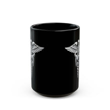 Load image into Gallery viewer, Black Mug (15oz) - Army Medical Service Corps (MS) Branch Insignia - 3D - Silver - Enhanced