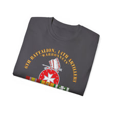 Load image into Gallery viewer, Unisex Ultra Cotton Tee - 6th Battalion, 14th Artillery Regiment - DUI - Warbonnets - VN SVC BAR - Top X 300