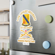 Load image into Gallery viewer, Kiss-Cut Vinyl Decals - Army - 14th Cavalry Regiment w Cav Br - 1st Squadron - USA Border Protection - 2019 - Red Txt X 300
