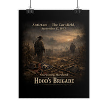 Load image into Gallery viewer, Rolled Posters - 1st Texas Infantry in the cornfield - The Cornfield at Antietam, 1862 - Back