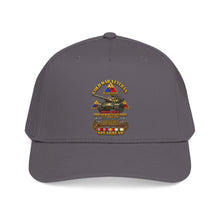 Load image into Gallery viewer, Mid Profile Baseball Cap - Army - Cold War Vet - 3rd Armored Division - Gelnhausen, Germany - M60A3 Tank - Spearhead w Fire - 3D - Enhanced