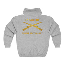 Load image into Gallery viewer, Unisex Heavy Blend™ Full Zip Hooded Sweatshirt - Infantry - Branch - US Army - Crossed Rifles
