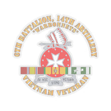 Load image into Gallery viewer, Kiss-Cut Stickers - 6th Battalion, 14th Artillery Regiment - DUI - Warbonnets - VN SVC BAR - Top X 300