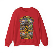 Load image into Gallery viewer, Crewneck Sweatshirt - Army - Vietnam Combat Cavalry Veteran w 1st Cav Diva SSI Big Helo - 3D - Enhanced