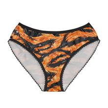 Load image into Gallery viewer, Women's Briefs (AOP) - Orange Tiger-stripe hydrographic pattern