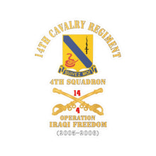 Load image into Gallery viewer, Kiss-Cut Vinyl Decals - Army - 14th Cavalry Regiment w Cav Br - 4th Squadron - Operation Iraqi Freedom - 2005 - 2006 - Red Txt X 300