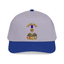 Load image into Gallery viewer, Mid Profile Baseball Cap - Vietnam War Purple Heart Medal w VN SVC - with Vietnam Scene - 3D - Transparent