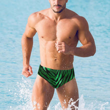 Load image into Gallery viewer, Men's Swimming Briefs (ModelL59) - Metallic jungle stripes on green