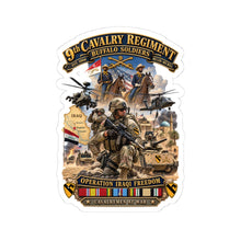 Load image into Gallery viewer, Kiss-Cut Stickers - Army - Todays Buffalo Soldiers in Iraq - OIF - Cavalrymen at War w IRAQ SVC - 3D - Enhanced