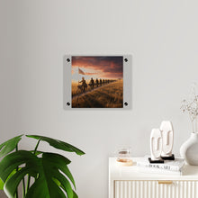 Load image into Gallery viewer, Acrylic Wall Art Panel - E Company 25th Infantry Buffalo Soldiers Bicycle Corps with Guidon on the Prairie at Sunset