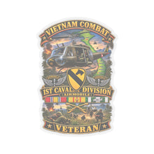 Load image into Gallery viewer, Kiss-Cut Stickers - Army - Vietnam Combat Cavalry Veteran w 1st Cav Div SSI Big Helo - 3D - Enhanced