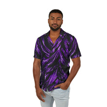 Load image into Gallery viewer, Men's Hawaiian Camp Shirt — Electric purple zebra stripes pattern