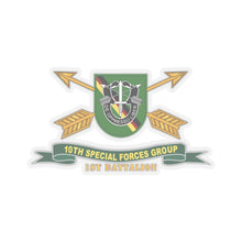 Load image into Gallery viewer, Kiss-Cut Stickers - Army - 1st Battalion, 10th Special Forces Group - Flash w Br - Ribbon X 300