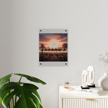 Load image into Gallery viewer, Acrylic Wall Art Panel - 10th Cavalry on Patrol in the sunset w 10th Cav Guidon