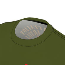 Load image into Gallery viewer, Unisex Cut & Sew Tee (AOP) - C Battery, 2nd Bn 28th Artillery - 210th FA Bde - Ansbach Germany w M109 w Overseas Cold SVC