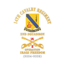 Load image into Gallery viewer, Kiss-Cut Vinyl Decals - Army - 14th Cavalry Regiment w Cav Br - 2nd Squadron - Operation Iraqi Freedom - 2004 - 2005 - Red Txt X 300