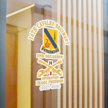 Load image into Gallery viewer, Kiss-Cut Vinyl Decals - Army - 14th Cavalry Regiment w Cav Br - 2nd Squadron - Operation Iraqi Freedom - 2007–2009 - Red Txt X 300